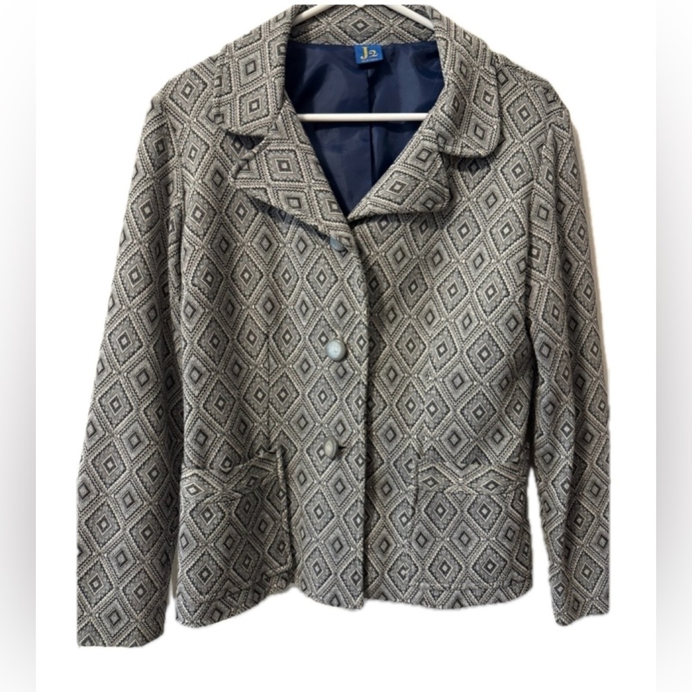 Vintage J2 New York Patterned Blazer Jacket Size Medium Retro Career